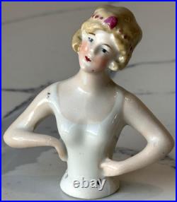 Antique German Porcelain Pin Cushion Half Doll 3 RARE Vintage Collectible Gifts