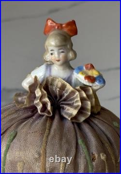 Antique German Porcelain Pin Cushion Half Doll 3 RARE Vintage Collectible Gifts