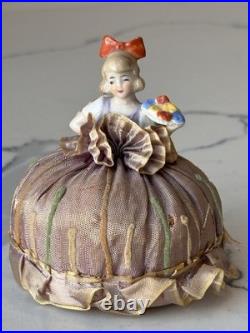 Antique German Porcelain Pin Cushion Half Doll 3 RARE Vintage Collectible Gifts
