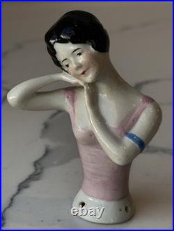 Antique German Porcelain Pin Cushion Half Doll 3 RARE Vintage Collectible Gifts