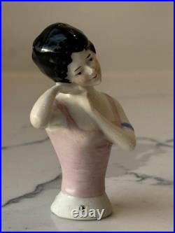 Antique German Porcelain Pin Cushion Half Doll 3 RARE Vintage Collectible Gifts