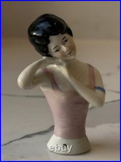 Antique German Porcelain Pin Cushion Half Doll 3 RARE Vintage Collectible Gifts