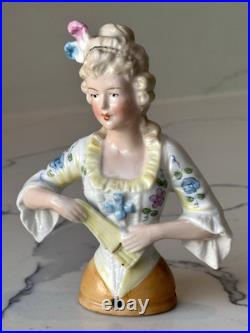 Antique German Porcelain Pin Cushion Half Doll 4+ RARE Vintage Collectible Gift
