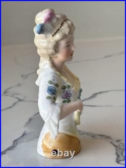 Antique German Porcelain Pin Cushion Half Doll 4+ RARE Vintage Collectible Gift