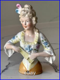 Antique German Porcelain Pin Cushion Half Doll 4+ RARE Vintage Collectible Gift