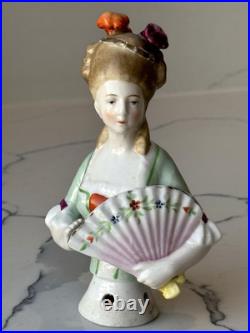 Antique German Porcelain Pin Cushion Half Doll 5+ RARE Vintage Collectible Gift