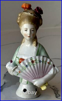 Antique German Porcelain Pin Cushion Half Doll 5+ RARE Vintage Collectible Gift