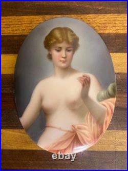 Antique German Porcelain Plaque Allegorical Nude Signed Sontag