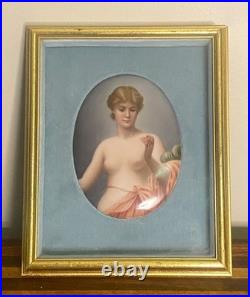 Antique German Porcelain Plaque Allegorical Nude Signed Sontag
