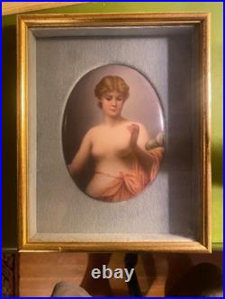 Antique German Porcelain Plaque Allegorical Nude Signed Sontag