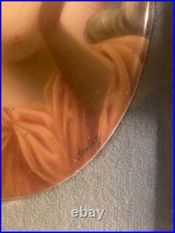 Antique German Porcelain Plaque Allegorical Nude Signed Sontag