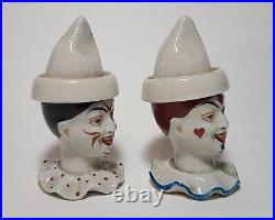 Antique German Porcelain Whimsical Clown Harlequin Jars Cups