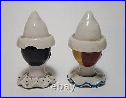 Antique German Porcelain Whimsical Clown Harlequin Jars Cups