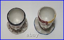 Antique German Porcelain Whimsical Clown Harlequin Jars Cups