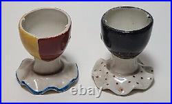 Antique German Porcelain Whimsical Clown Harlequin Jars Cups