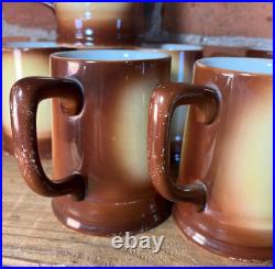 Antique German Portrait Mugs Set of 6 Vintage Tavern Character Beer Steins