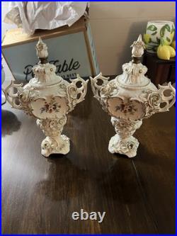 Antique German Potpourri Urns Mirror Set Late 1800's Sitzendor