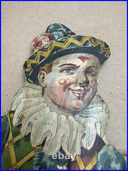 Antique German Pull String Clown Jester Jumping Jack Litho Paper On Wood Vintage Antique German Pull String Clown Jester Jumping Jack Litho Paper On Wood Vintage