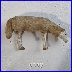 Antique German Putz Christmas Nativity Stick Leg Composition Sheep Herd Of 5 Vtg