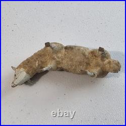Antique German Putz Christmas Nativity Stick Leg Composition Sheep Herd Of 5 Vtg