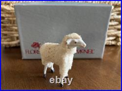 Antique German Putz Wood Sheep Stick Leg Flocked Sheep Lot Of 3