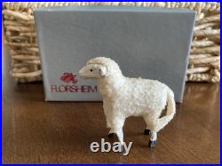 Antique German Putz Wood Sheep Stick Leg Flocked Sheep Lot Of 3