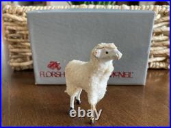 Antique German Putz Wood Sheep Stick Leg Flocked Sheep Lot Of 3