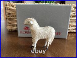 Antique German Putz Wood Sheep Stick Leg Flocked Sheep Lot Of 3