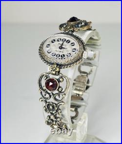 Antique German REGENT 835 Silver Garnet Bracelet Watch Art Deco Vintage Antique German REGENT 835 Silver Garnet Bracelet Watch Art Deco Vintage