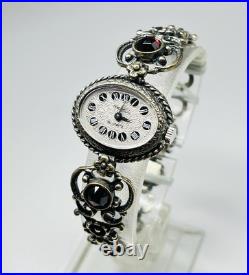 Antique German REGENT 835 Silver Garnet Bracelet Watch Art Deco Vintage Antique German REGENT 835 Silver Garnet Bracelet Watch Art Deco Vintage