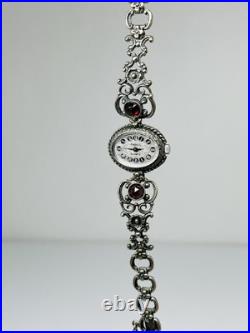 Antique German REGENT 835 Silver Garnet Bracelet Watch Art Deco Vintage Antique German REGENT 835 Silver Garnet Bracelet Watch Art Deco Vintage