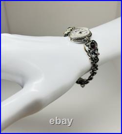 Antique German REGENT 835 Silver Garnet Bracelet Watch Art Deco Vintage Antique German REGENT 835 Silver Garnet Bracelet Watch Art Deco Vintage