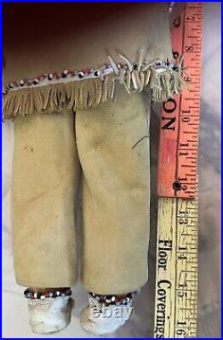 Antique German Rare 16 American Indian Doll With Tattooed Arms All Original