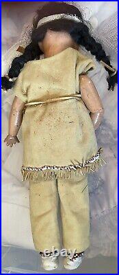 Antique German Rare 16 American Indian Doll With Tattooed Arms All Original