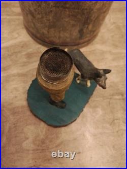 Antique German Räuchermann Smoking Man Hunter with Dog. Hand Carved. Early 1900s