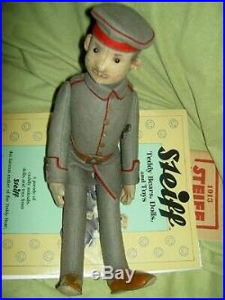 Antique German, STEIFF Military uniformed Soldier, button-in-ear doll EXCELLENT