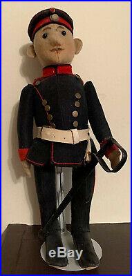 Antique German, STEIFF Military uniformed Soldier with Metal Sword