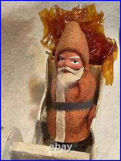 Antique German Santa Claus Sleigh Composition Germany (CH232)