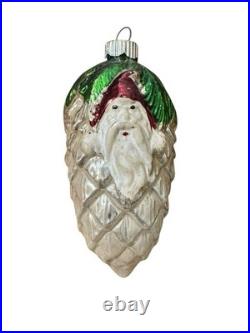 Antique German Santa On A Pinecone Ornament Christmas Blown Glass Vintage