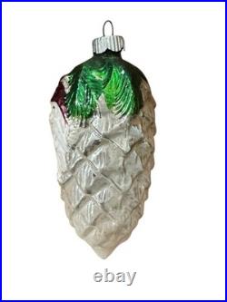 Antique German Santa On A Pinecone Ornament Christmas Blown Glass Vintage