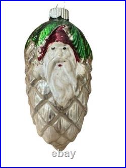 Antique German Santa On A Pinecone Ornament Christmas Blown Glass Vintage