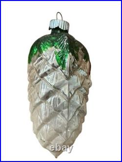 Antique German Santa On A Pinecone Ornament Christmas Blown Glass Vintage