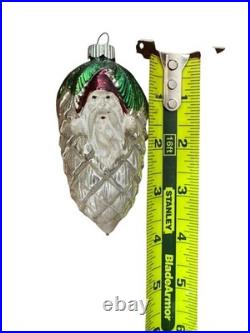 Antique German Santa On A Pinecone Ornament Christmas Blown Glass Vintage