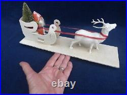 Antique German Santa Sleigh & Reindeer Christmas Display 12.5