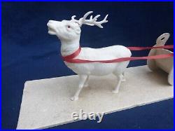 Antique German Santa Sleigh & Reindeer Christmas Display 12.5