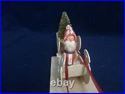 Antique German Santa Sleigh & Reindeer Christmas Display 12.5