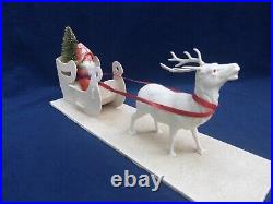 Antique German Santa Sleigh & Reindeer Christmas Display 12.5