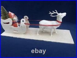 Antique German Santa Sleigh & Reindeer Christmas Display 12.5