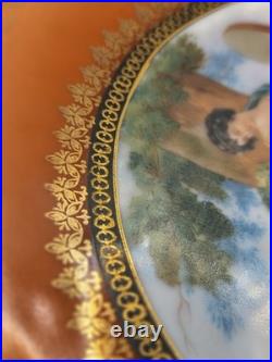 Antique German Saxe Porcelain Pedestal Cake Stand Tazza Mythological Maidens