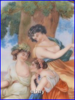 Antique German Saxe Porcelain Pedestal Cake Stand Tazza Mythological Maidens